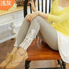 Autumn Spring Summer Fashion Women Lace Leggings Skinny Hollow Leggins Elastic Casual Black Light Gray And Navy Cotton