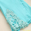 Triangle Lace Leggings Hollow Out Design Women Summer Casual Mid-Calf Pants & Capris 100% Cotton Modal Stretch Legging