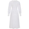 YIGELILA Women Autumn Long Dress Elegant V-neck Lantern Sleeve Dress Empire Slim Solid Dress Mid-length 66947