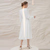 YIGELILA Women Autumn Long Dress Elegant V-neck Lantern Sleeve Dress Empire Slim Solid Dress Mid-length 66947
