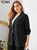 YOINS Blazer 2023 Autumn Long Sleeve Demin Blue Blazer Casual Loose Pockets Coats Plus Size Outwear Elegant Street Coat