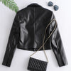 YOSIBCD Women 2022 Faux Leather Cropped Blazers Coat Vintage Notched Collar Long Sleeve Female Outerwear Chic Tops