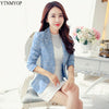 YTNMYOP Women Casual Suit Coat Outerwear Spring Double Breasted Jacquard Blazer Jacket Short Long Sleeve Blazer Jacket Female