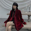 Yangelo Street Suit Jacket Women Spring Autumn 2022 Loose Vintage Office Lady Wine Red Blazer Party Chic Coat Woman