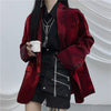Yangelo StreetSuit Jacket Women Spring Autumn 2023 Loose Vintage Office Lady Wine Red Blazer Party Chic Coat Woman