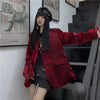Yangelo StreetSuit Jacket Women Spring Autumn 2023 Loose Vintage Office Lady Wine Red Blazer Party Chic Coat Woman
