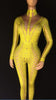 Yellow Black Or White Printed Rhinestones Jumpsuit Stretch One Piece Nightclub Singer Dancer Women's Party Wear Sexy Bodysuit
