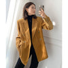 Yellow Corduroy Suit Coat Women Winter Korean Style Loose Casual Velvet Suit Jackets Female Outwear