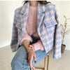 Yellow Plaid Blazer Jacket Women Autumn Winter Thick Warm Single Breasted Lapel Suit Jacket Ladies Casual Blazers Coat