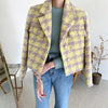 Yellow Plaid Blazer Jacket Women Autumn Winter Thick Warm Single Breasted Lapel Suit Jacket Ladies Casual Blazers Coat