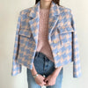 Yellow Plaid Blazer Jacket Women Autumn Winter Thick Warm Single Breasted Lapel Suit Jacket Ladies Casual Blazers Coat