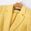 Yellow Stripe Blazer Women Casual Thin 2023 Summer Formal Half Sleeve Slim Jacket Office Ladies Work Coat