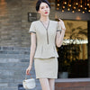 Yellow Suits Women Summer Thin High End Professional Temperament Short Sleeve Slim Blazer And Skirt Office Ladies Work Wear