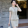 Yellow Suits Women Summer Thin High End Professional Temperament Short Sleeve Slim Blazer And Skirt Office Ladies Work Wear