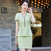 Yellow Suits Women Summer Thin High End Professional Temperament Short Sleeve Slim Blazer And Skirt Office Ladies Work Wear