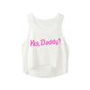 Yes Daddy Girls Crop Tops Pink Letters Print Women Sleeveless Tank Top White Summer Funny Hot Sexy Women Short Tops
