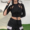 Yiallen Women Spring Casual High Street Stretch Slim Hollow Out Sexy Mini Bodycon Dresses 2022 Simple Solid Black Dresses