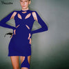Yiallen Women Spring Casual High Street Stretch Slim Hollow Out Sexy Mini Bodycon Dresses 2022 Simple Solid Black Dresses