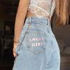 Yiallen Y2K Harajuku Letter Hole Pants Women High Waist Straight Jeans Chain Hip Hop Denim Casual Baggy Trousers Streetwear2022