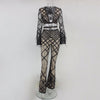 Black Women Feather Long Plausuit Sets Autumn Vintage Sequins Deep V Neck  Night Club Bandage Sexy Jumpsuit Rompers