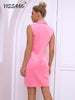 Yissang Shawl Collar Double Breasted Sleeveless Blazer Dress