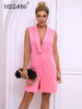 Yissang Shawl Collar Double Breasted Sleeveless Blazer Dress