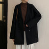 Yitimoky Blazers Woman Jacket Wool Blend Long Coat Casual  2022 Autumn Winter Double Breasted Solid Pockets Korean Style