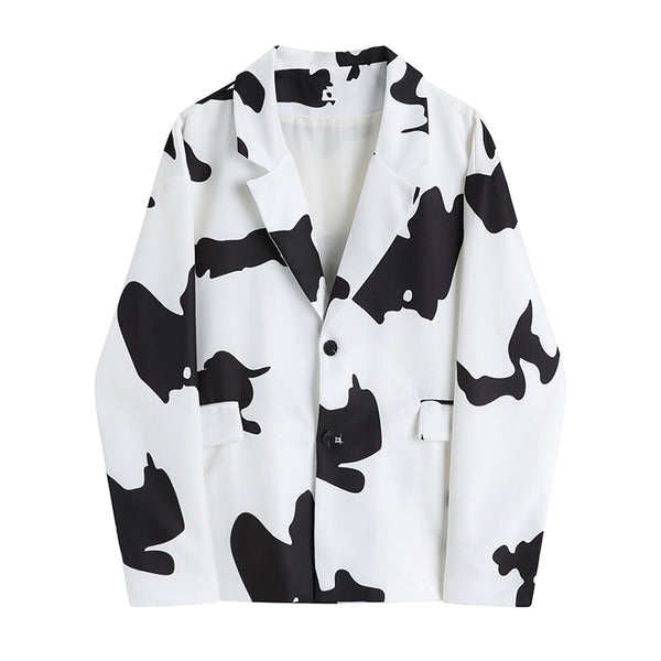 Yitimoky Cows Print Blazers Woman Jacket  White Coats Jacket Plus Size Clothing Fall 2022 Girls Office Lady Oversize New