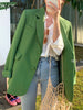 Yitimoky Office Ladies Blazer Women Elegant Jacket 2023 Korean Oversized Coats Single Breasted Notched Long Suit Top