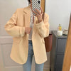 Yitimoky Office Ladies Blazer Women Elegant Jacket 2023 Korean Oversized Coats Single Breasted Notched Long Suit Top