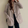 Yitimoky Woman Blazers Casual Jacket Wool Blend Long Coat 2022 Autumn Winter Single Breasted Solid Pockets Korean Style