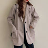 Yitimoky Woman Blazers Casual Jacket Wool Blend Long Coat 2022 Autumn Winter Single Breasted Solid Pockets Korean Style
