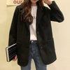 Yitimoky Woman Blazers Casual Jacket Wool Blend Long Coat 2022 Autumn Winter Single Breasted Solid Pockets Korean Style