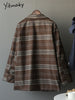 Yitimoky Womens Plaid Blazer Office Lady Oversized Coats Long Jackets Tops 2023 Spring Autumn Single Button Elegant Outwear