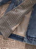 Yitimuceng Denim Splicing Jacket Women 2023 Autumn Loose Wild Long-sleeved Irregular Retro Casual Office Blazer Jacket Coat