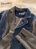 Yitimuceng Denim Splicing Jacket Women 2023 Autumn Loose Wild Long-sleeved Irregular Retro Casual Office Blazer Jacket Coat