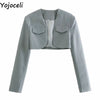 Yojoceli Autumn sexy pleated women skirt suit Elegant streetwear casual suit ladies blazer Lace up turn down collar blazer set