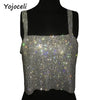 shinny bling rhinestone camisole top women summer party beach crop top 2022 fashion back split bustier tank top