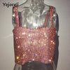 shinny bling rhinestone camisole top women summer party beach crop top 2022 fashion back split bustier tank top