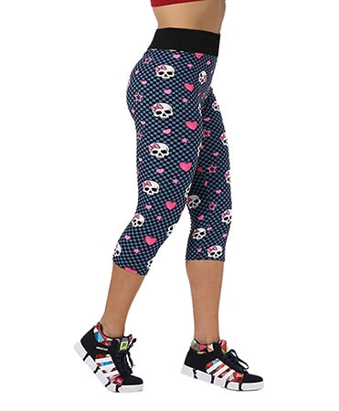 Camo Printing Capri For Women Leggings Floral Printing Pants Ladys Fitness Casual Stretch Pants Skull Leggings 156