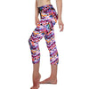 Women's High Waist Printing Capris Leggings Power Stretch Cropped Pants Floral Printing Soft Leggings Pants (RL156)