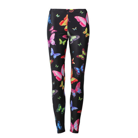 [You're My Secret] Adventure Time Punk Rock Harajuku Fitness Leggins Sexy 3d Print Colorful Butterfly Women Leggings Wholesale