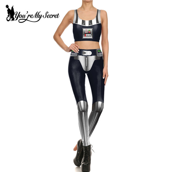 [You're My Secret] Fashion Cosplay Star Wars Print Comic Robot Spandex Leggings Women Fitness Leggin Slim Workout Legging Pants