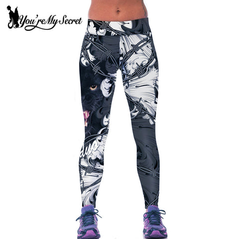 [You're My Secret] Fashion Joggers Fitness Legging High Waist Elastic Tiger Sporting Leggins Workout Skull Legging Mujer