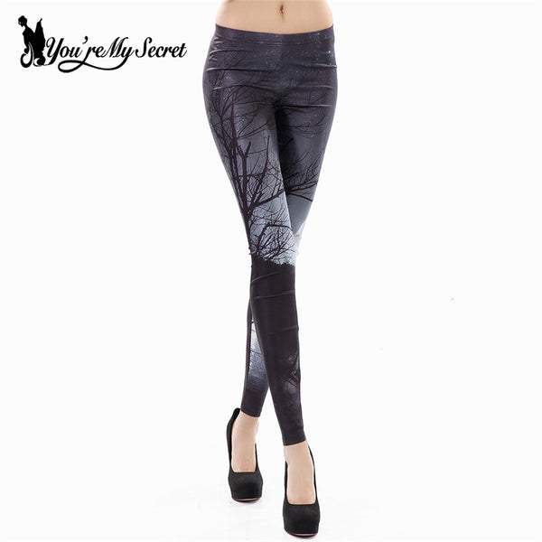 [You're My Secret] Fashion Plus Size Printing Leggings Woman Starry Sky Midnight Woods Leggins Women Fitness Skinny Pants Autumn