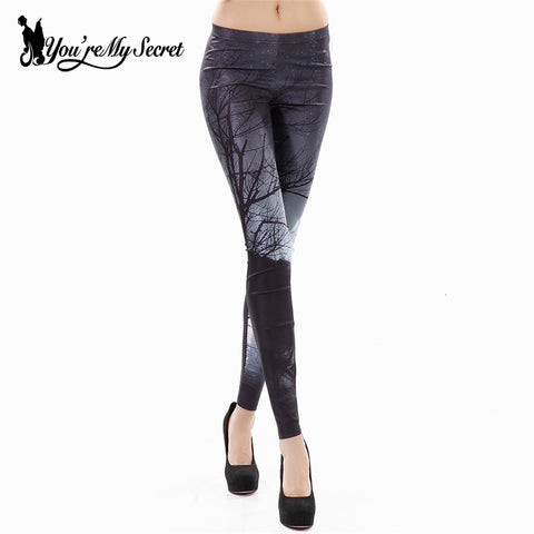 [You're My Secret] Fashion Plus Size Printing Leggings Woman Starry Sky Midnight Woods Leggins Women Fitness Skinny Pants Autumn