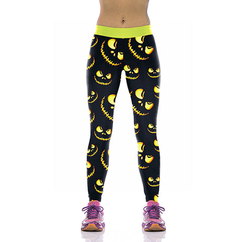 [You're My Secret] Halloween Women Leggings High Waist Silm Fitness Leggins Alice In Wonderland Smile Cat Digital Print Pants