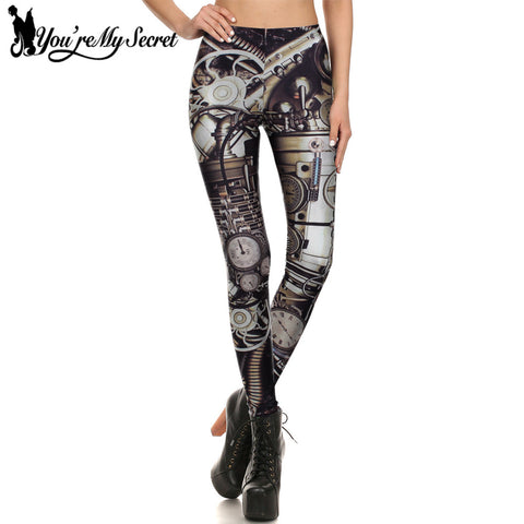 [You're My Secret] Mechanical Dial Workout Steampunk Leggings Women 3D Printing Summer Gear Slim Women Lady Sexy Leggins Pants