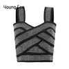 Punk Style Short Glitter Sequin Bustier Women Sexy Bralette Bandage Crop Top Fem Elastic Tube Camisoles Tops mujer