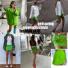 Yuerwang Women Blazer Set Skirt Suit Green Shouder Padded Oversized Coat Jacket 2023 Long Sleeve Single Button Skirt